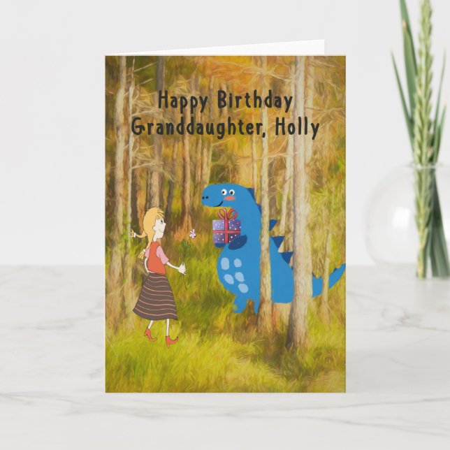 Invitation d'anniversaire Dino pour petite-fille s (Devant)