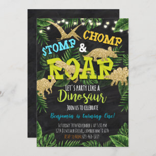 Invitation d'anniversaire Dinosaur Stomp & Chomp