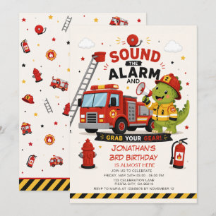 Invitation d'anniversaire Dinosaure Pompiers Sonne