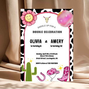 Invitation d'anniversaire disco de cowgirl