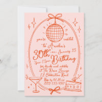 Invitation d'anniversaire disco dessinée à la main