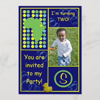 Invitation d'anniversaire - Dk. Bulles bleues/jaun