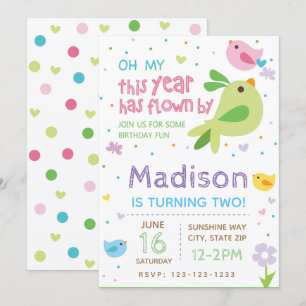 Invitation d'anniversaire d'oiseau