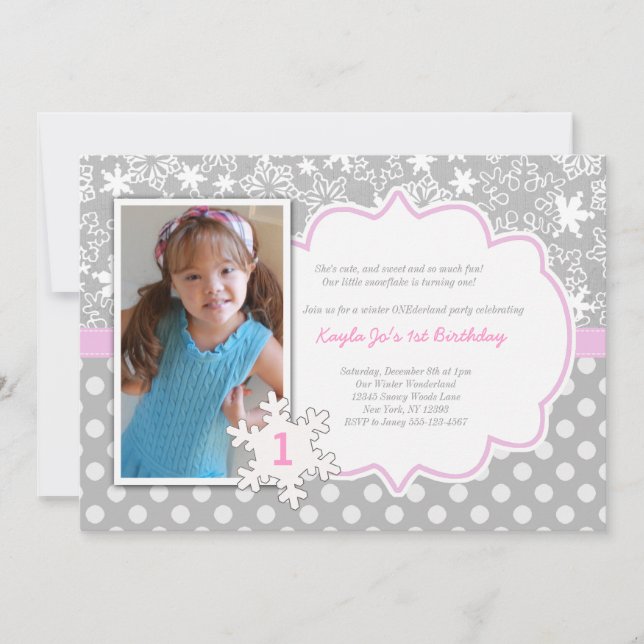 Invitation d'anniversaire d'ONEderland d'hiver (Devant)