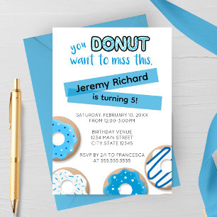 Invitation d'anniversaire Donut Bleu