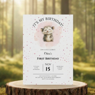 Invitation d'anniversaire d'opossum • Fête mignonn