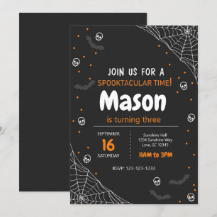 Invitation d'anniversaire d'Orange Spider Web Hall