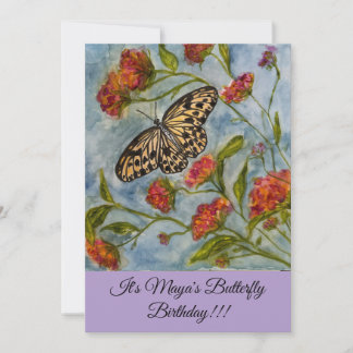 Invitation d'anniversaire douce papillon pour fill