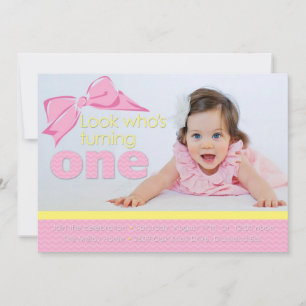 Invitation d'anniversaire douce rose et jaune