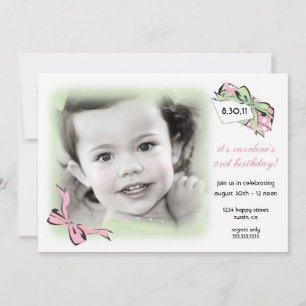 Invitation d'anniversaire douce rose et verte