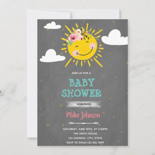 Invitation d'anniversaire douche ensoleillée (Devant)