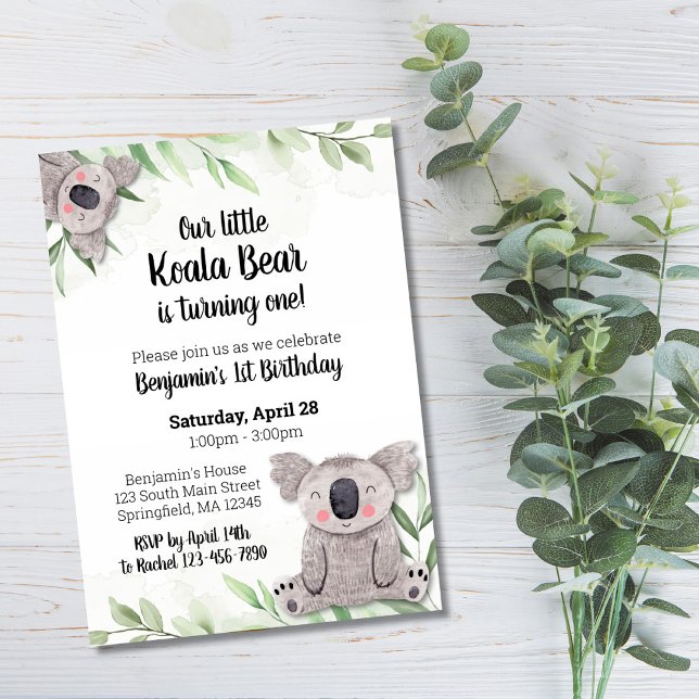 Invitation d'anniversaire d'ours koala (Créateur téléchargé)