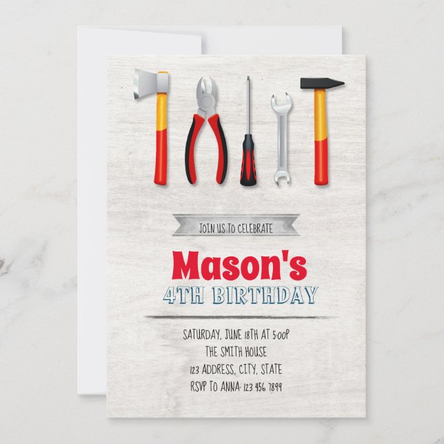 Invitation d'anniversaire d'outils (Devant)