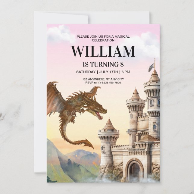 Invitation d'anniversaire Dragon, Anniversaire Enf (Devant)