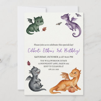 Invitation d'anniversaire dragon aquarelle