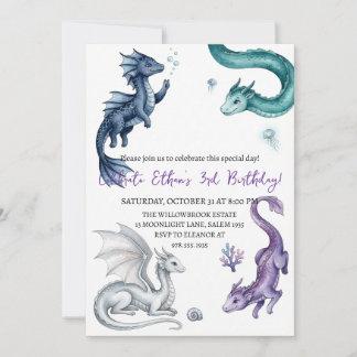 Invitation d'anniversaire dragon aquarelle