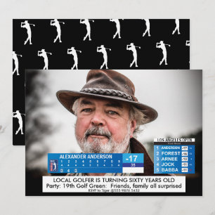 Invitation d'anniversaire drôle pour hommes Golf N