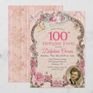 Invitation d'anniversaire du 100e anniversaire vin