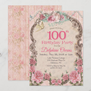Invitation d'anniversaire du 100e anniversaire vin