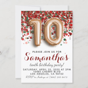 Invitation d'anniversaire du 10e Rose