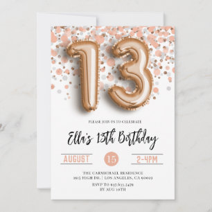 Invitation d'anniversaire du 13e Rose