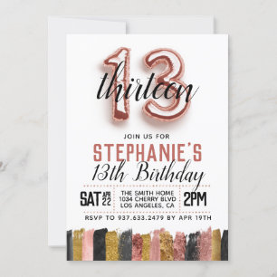 Invitation d'anniversaire du 13e Rose