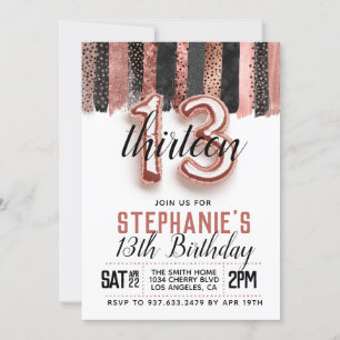Invitation d'anniversaire du 13e Rose