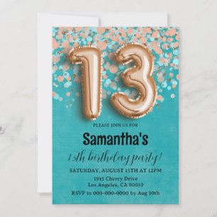 Invitation d'anniversaire du 13e Rose