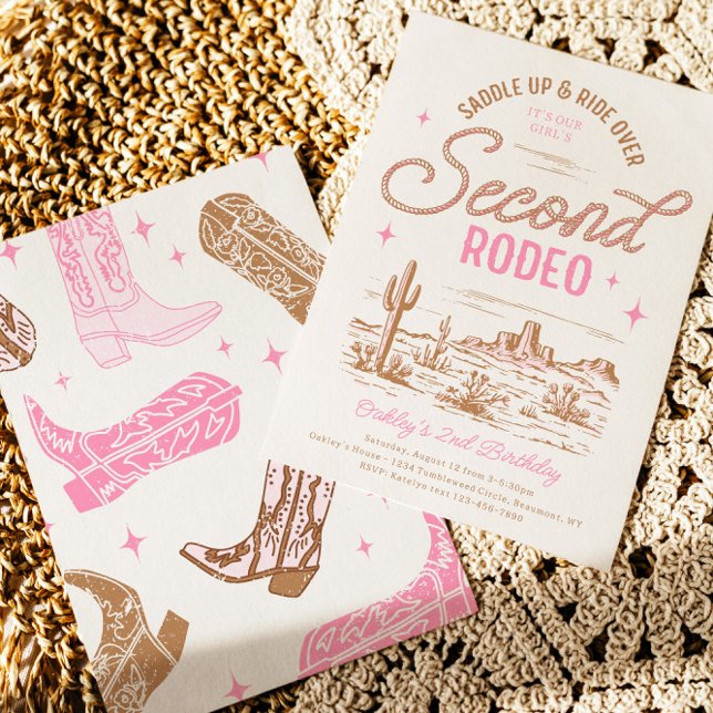 Invitation d'anniversaire du 2e Rodéo de la fille (Créateur téléchargé)