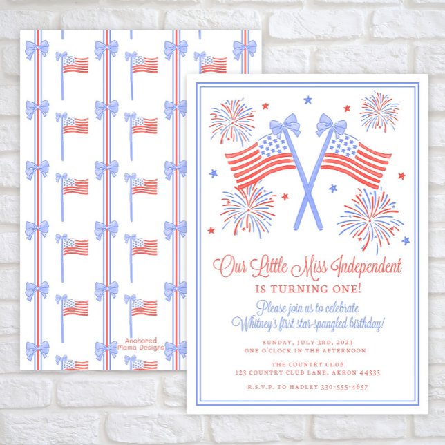 Invitation d'anniversaire du 4 juillet, drapeau am (Créateur téléchargé)