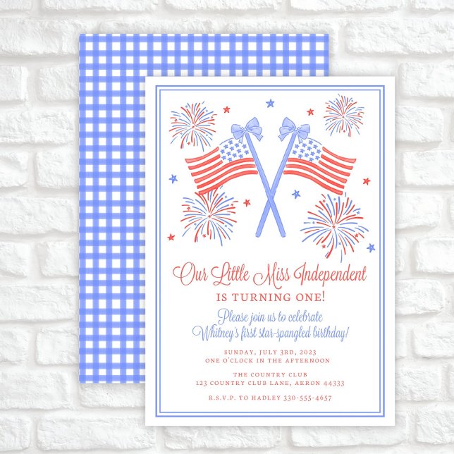 Invitation d'anniversaire du 4 juillet, drapeau am (Créateur téléchargé)