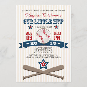 INVITATION D'ANNIVERSAIRE DU BASE-BALL MVP POUR