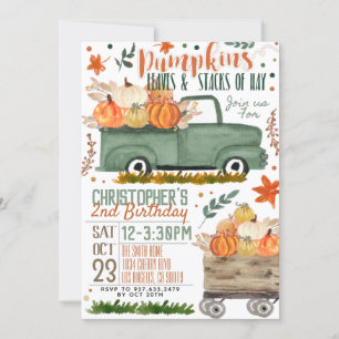 Invitation d'anniversaire du camion citrouille