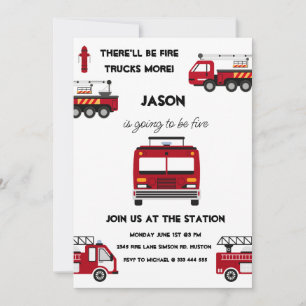Invitation d'anniversaire du camion d'incendie Fêt