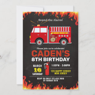 Invitation d'anniversaire du camion-feu