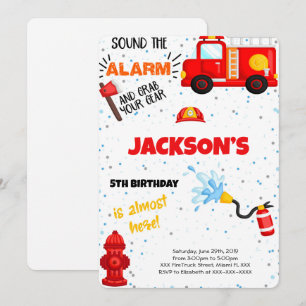 Invitation d'anniversaire du camion-feu
