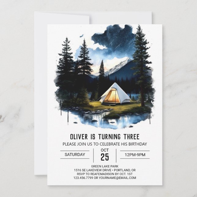 Invitation d'Anniversaire du Camper (Devant)