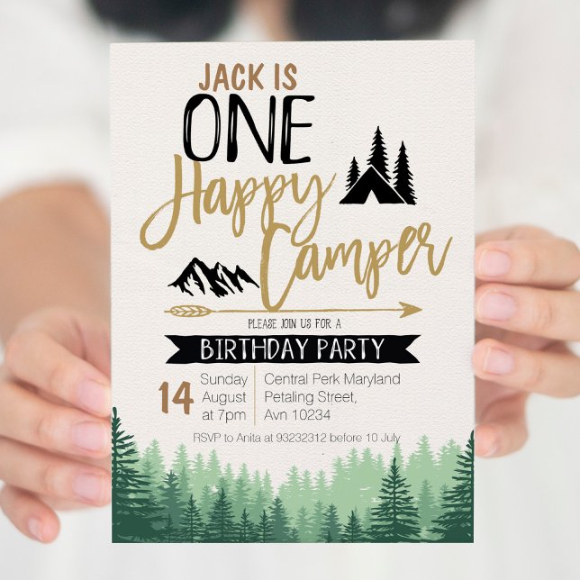 Invitation d'anniversaire du camping Fête de campi (Créateur téléchargé)