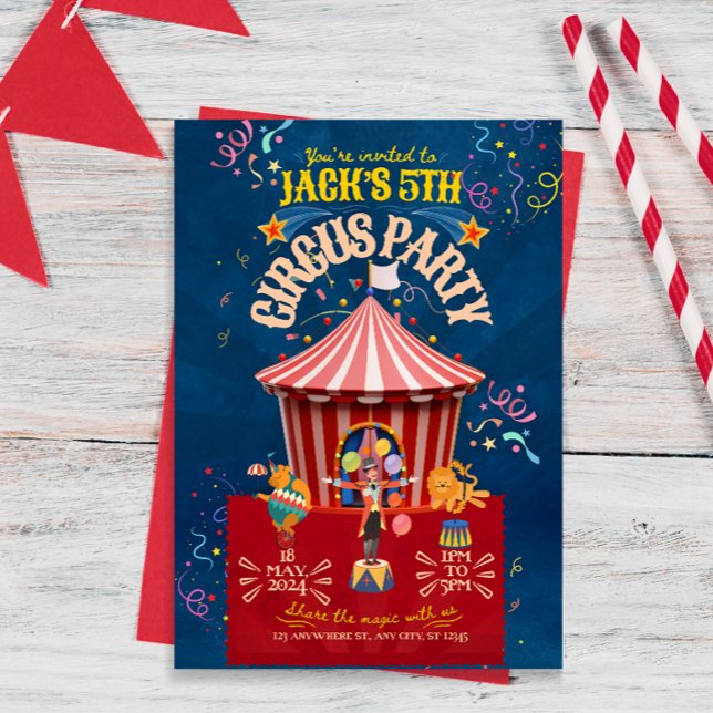 Invitation d'anniversaire du Carnaval/Cirque (Créateur téléchargé)