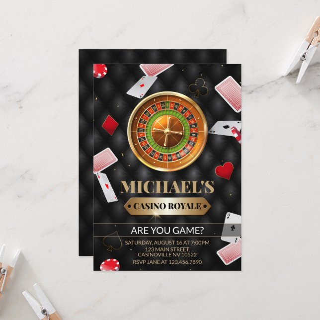 Invitation d'anniversaire du casino Royale (Devant/Arrière en situation)