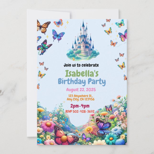 Invitation d'anniversaire du château enchanté (Devant)