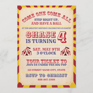 Invitation d'anniversaire du cirque