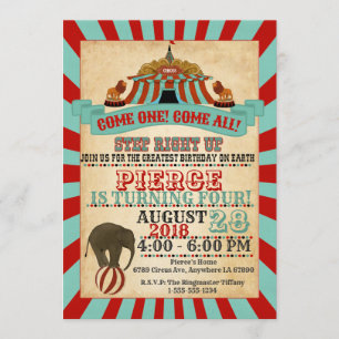 Invitation d'anniversaire du Cirque vintage