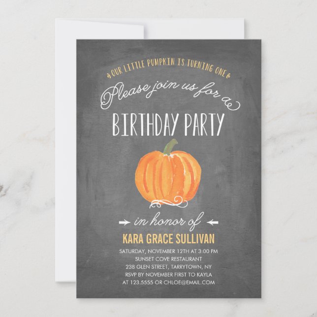 Invitation d'anniversaire du citrouille | de chute (Devant)
