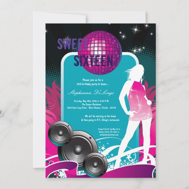 invitation d'anniversaire du DJ de la soirée (Devant)