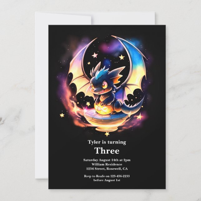 Invitation d'anniversaire du dragon (Devant)