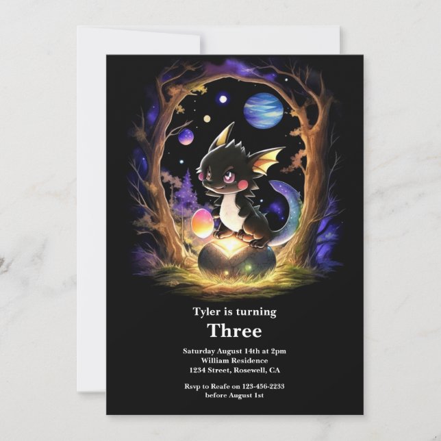 Invitation d'anniversaire du dragon (Devant)
