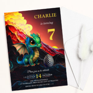 Invitation d'anniversaire du dragon de feu de volc