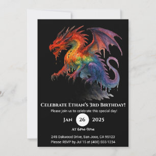 Invitation d'anniversaire du dragon de goutte d'en