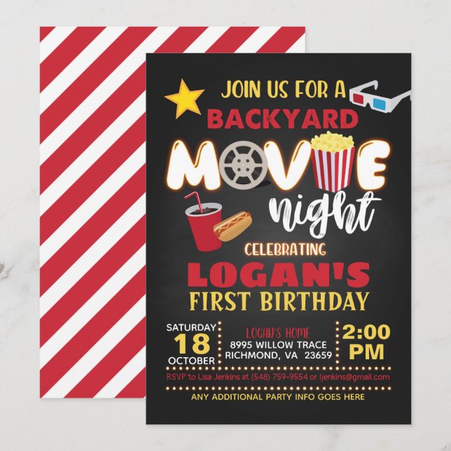 Invitation d'anniversaire du film (Devant / Derrière)